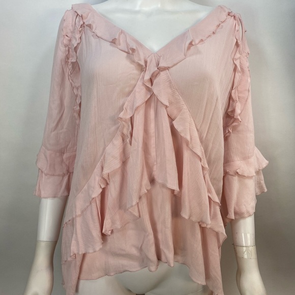 Iro Abby Tiered Ruffle Blouse Light Pink